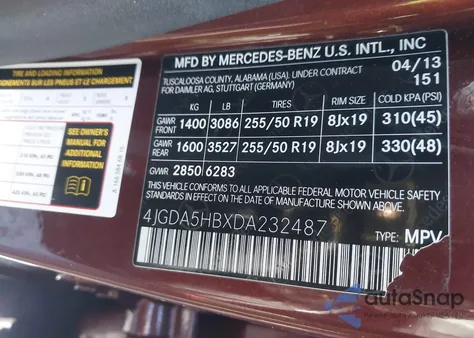 2013 Mercedes-Benz Ml 350 4Matic z USA, uszkodzony, nr VIN 4JGDA5HBXDA232487